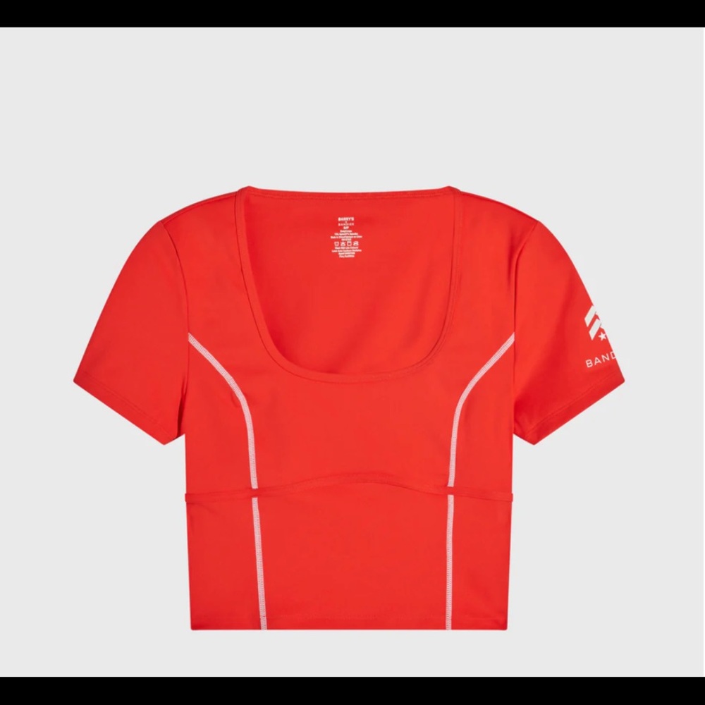 Barrys x Bandier Red Sport Crop Short Sleeve NWT